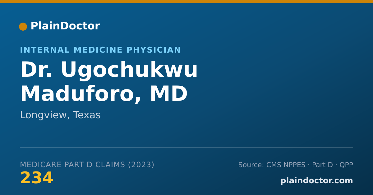 Shareable card for Ugochukwu Maduforo, MD - Internal Medicine Physician, Longview, TX