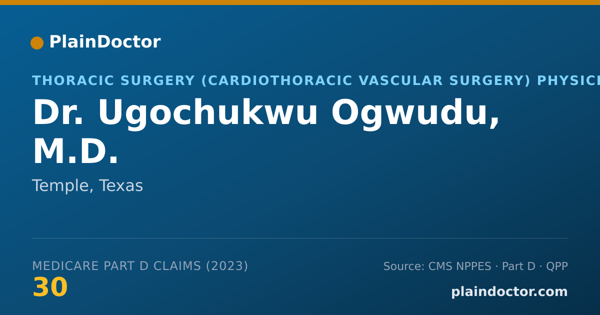 Shareable card for Ugochukwu Ogwudu, M.D. - Thoracic Surgery (Cardiothoracic Vascular Surgery) Physician, Temple, TX