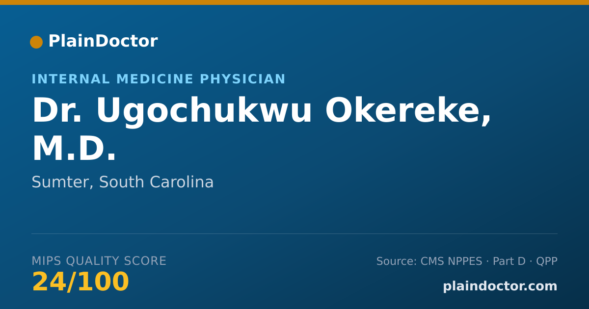 Shareable card for Ugochukwu Okereke, M.D. - Internal Medicine Physician, Sumter, SC