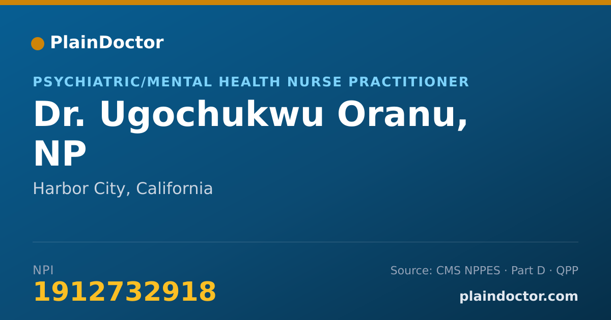 Shareable card for Ugochukwu Oranu, NP - Psychiatric/Mental Health Nurse Practitioner, Harbor City, CA