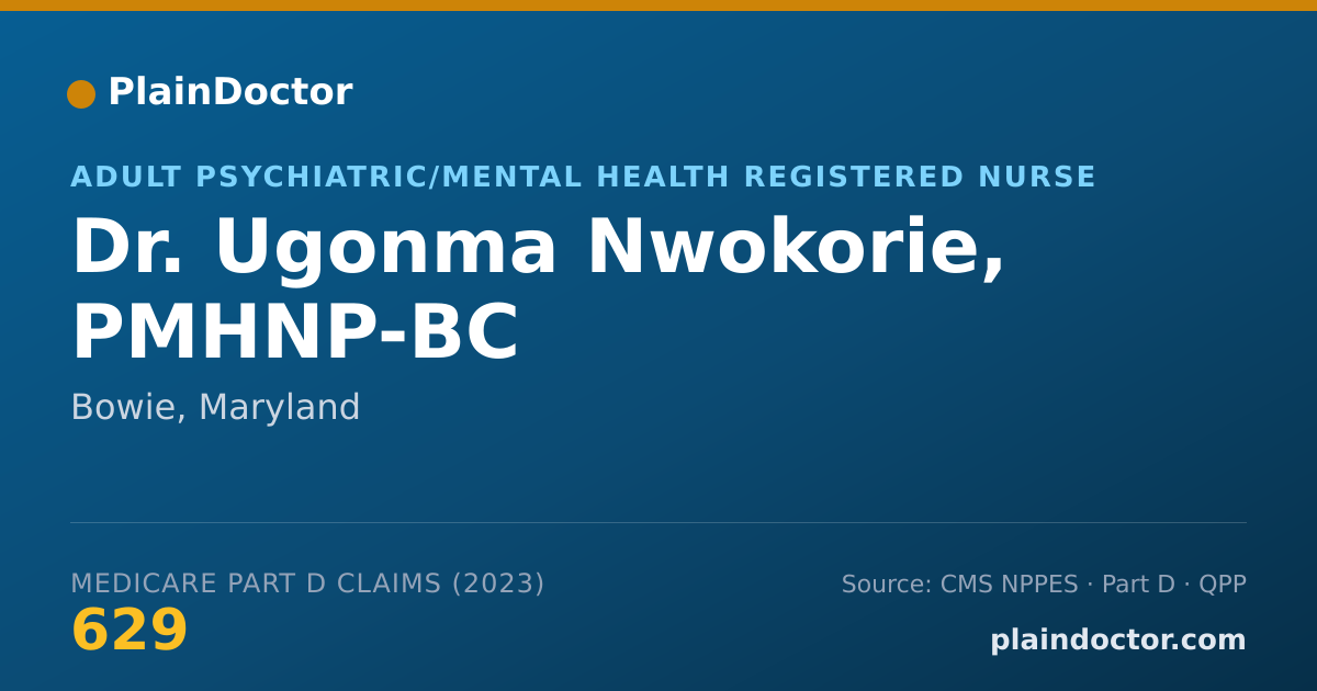 Shareable card for Ugonma Nwokorie, PMHNP-BC - Adult Psychiatric/Mental Health Registered Nurse, Bowie, MD