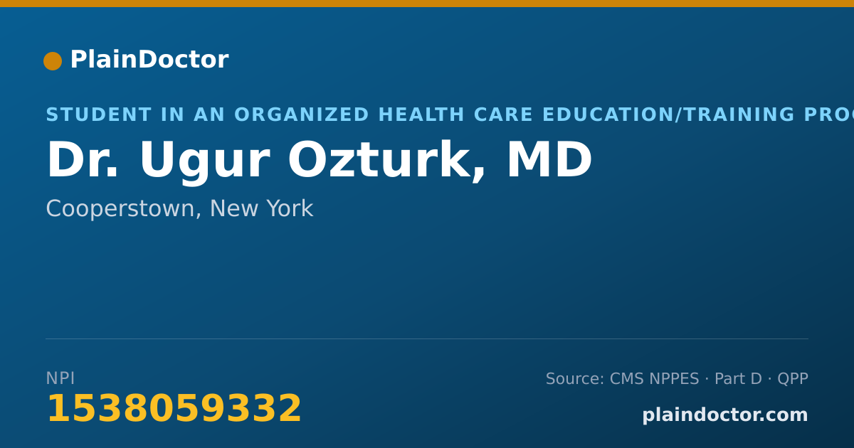 Shareable card for Ugur Ozturk, MD - Student in an Organized Health Care Education/Training Program, Cooperstown, NY