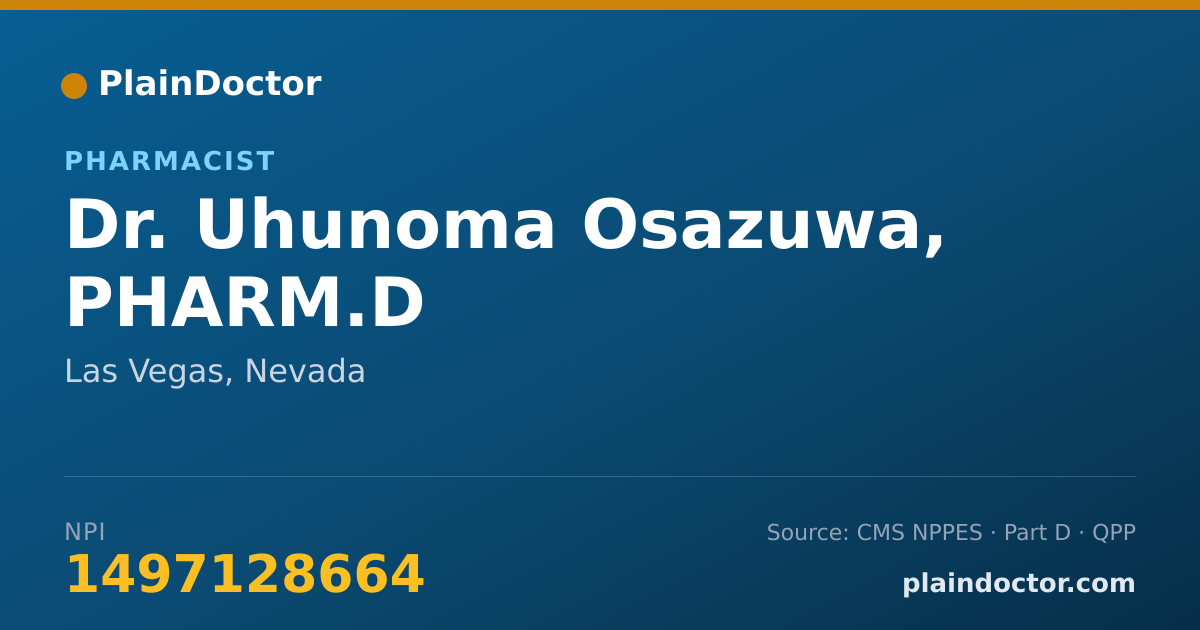 Shareable card for Uhunoma Osazuwa, PHARM.D - Pharmacist, Las Vegas, NV