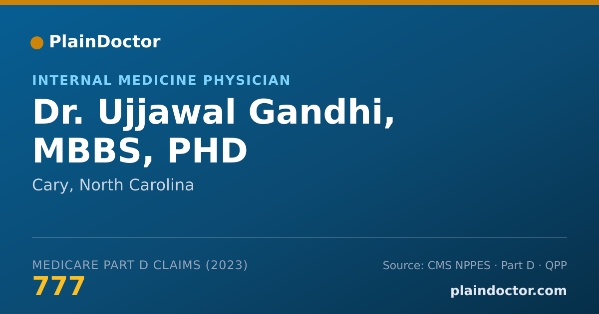 Shareable card for Ujjawal Gandhi, MBBS, PHD - Internal Medicine Physician, Cary, NC