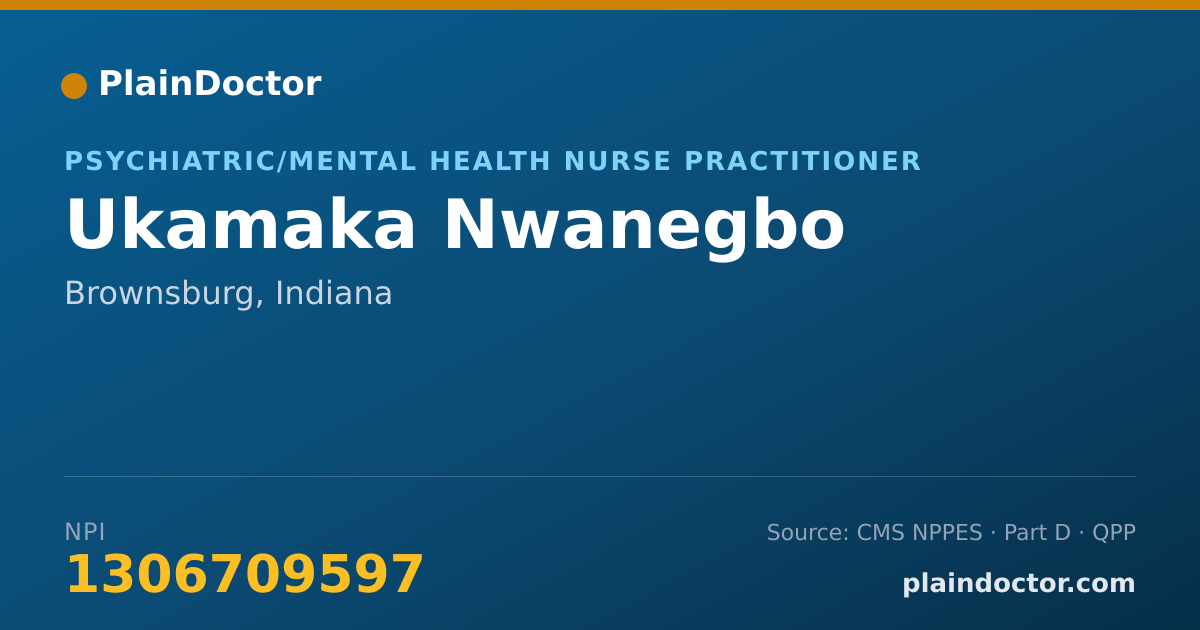 Shareable card for Ukamaka Nwanegbo - Psychiatric/Mental Health Nurse Practitioner, Brownsburg, IN