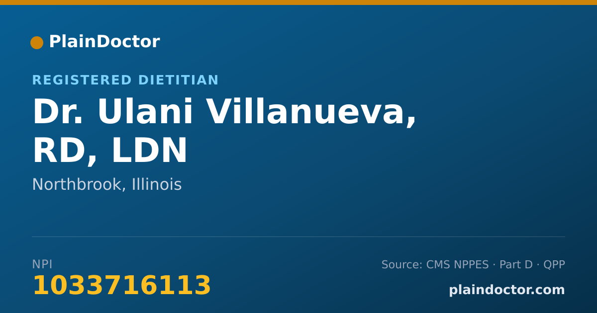 Shareable card for Ulani Villanueva, RD, LDN - Registered Dietitian, Northbrook, IL