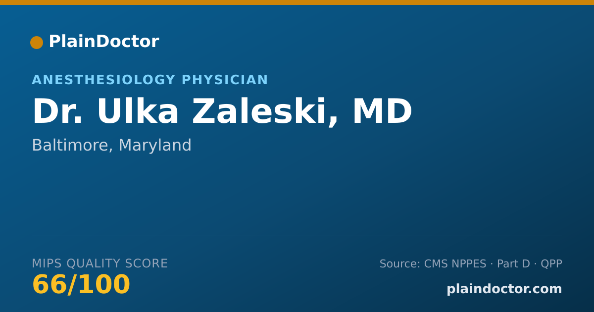 Shareable card for Ulka Zaleski, MD - Anesthesiology Physician, Baltimore, MD