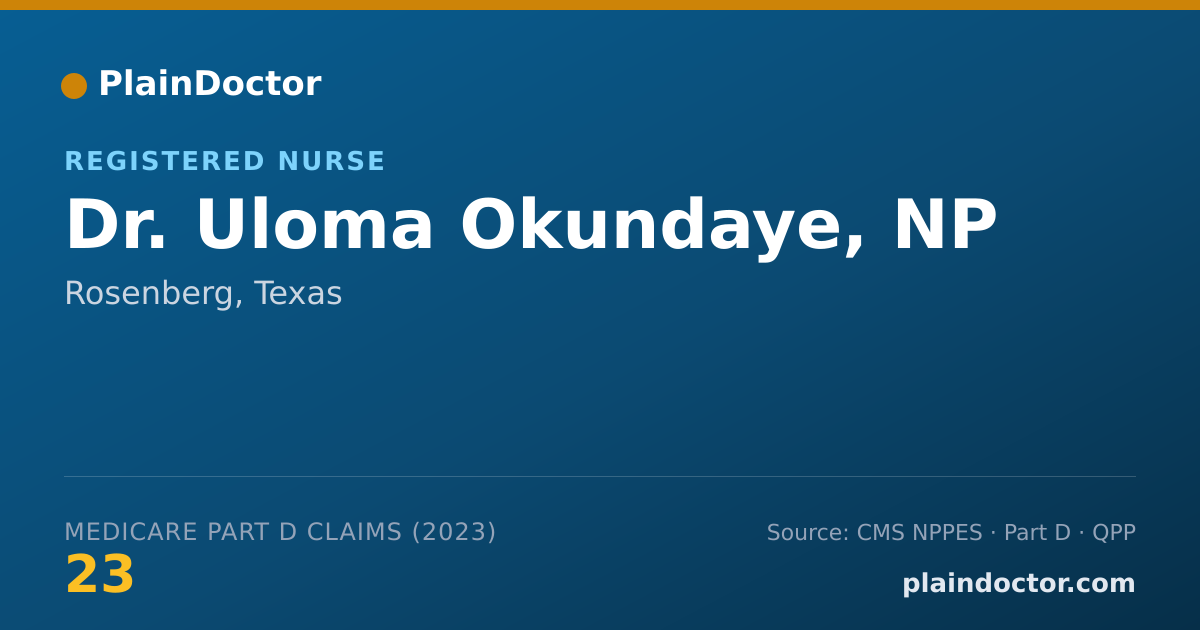 Shareable card for Uloma Okundaye, NP - Registered Nurse, Rosenberg, TX