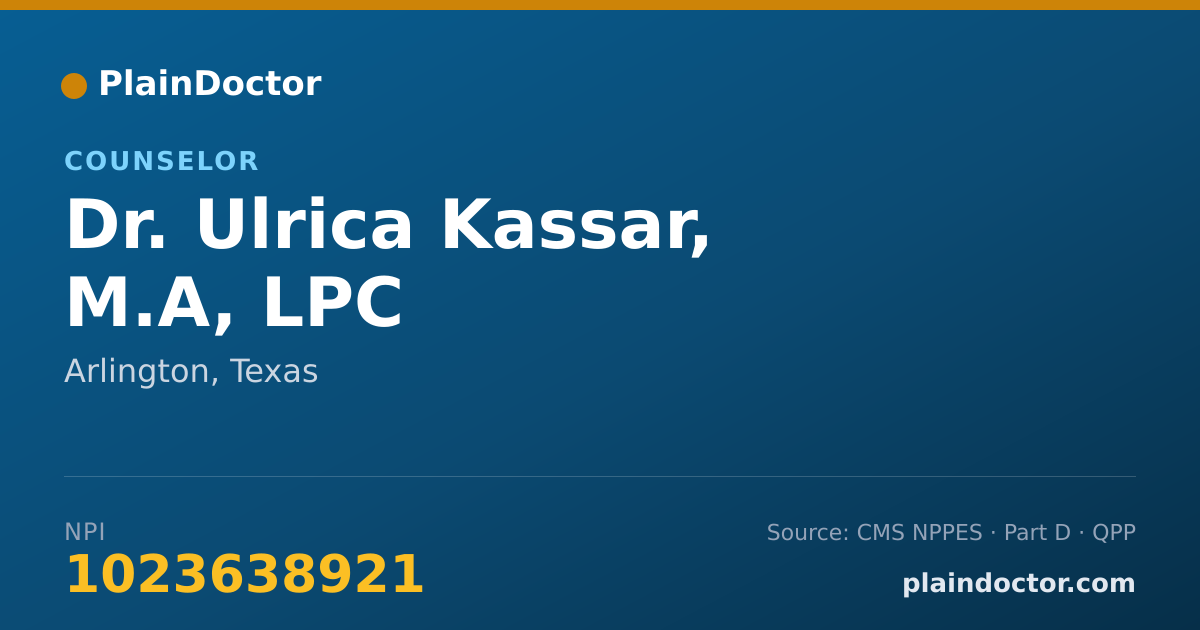 Shareable card for Ulrica Kassar, M.A, LPC - Counselor, Arlington, TX