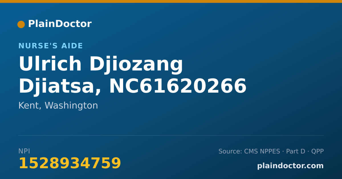 Shareable card for Ulrich Djiozang Djiatsa, NC61620266 - Nurse's Aide, Kent, WA
