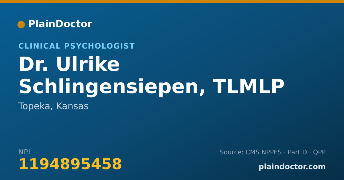 Shareable card for Ulrike Schlingensiepen, TLMLP - Clinical Psychologist, Topeka, KS