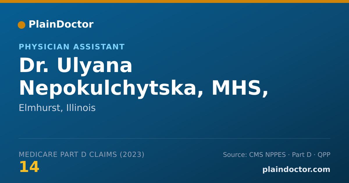 Shareable card for Ulyana Nepokulchytska, MHS, PA-C - Physician Assistant, Elmhurst, IL