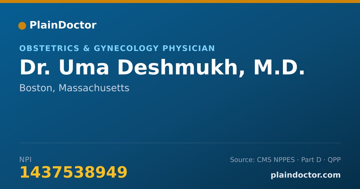 Shareable card for Uma Deshmukh, M.D. - Obstetrics & Gynecology Physician, Boston, MA