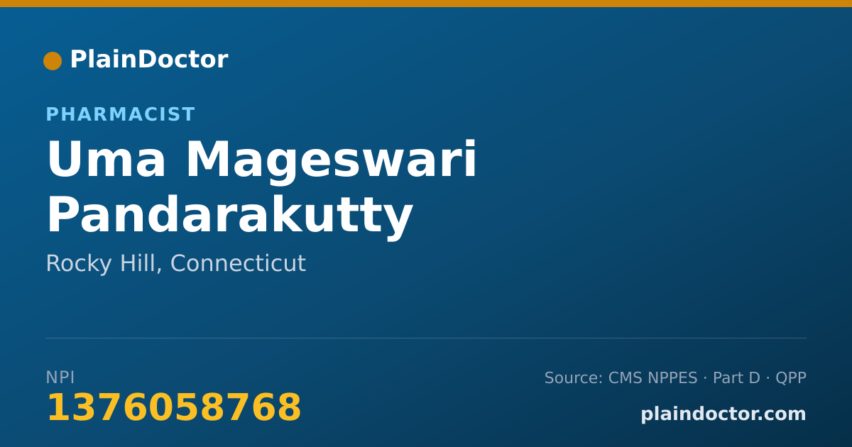 Shareable card for Uma Mageswari Pandarakutty Karunakaran - Pharmacist, Rocky Hill, CT