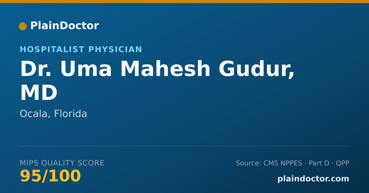 Shareable card for Uma Mahesh Gudur, MD - Hospitalist Physician, Ocala, FL