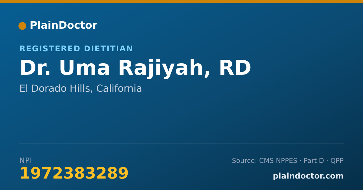 Shareable card for Uma Rajiyah, RD - Registered Dietitian, El Dorado Hills, CA