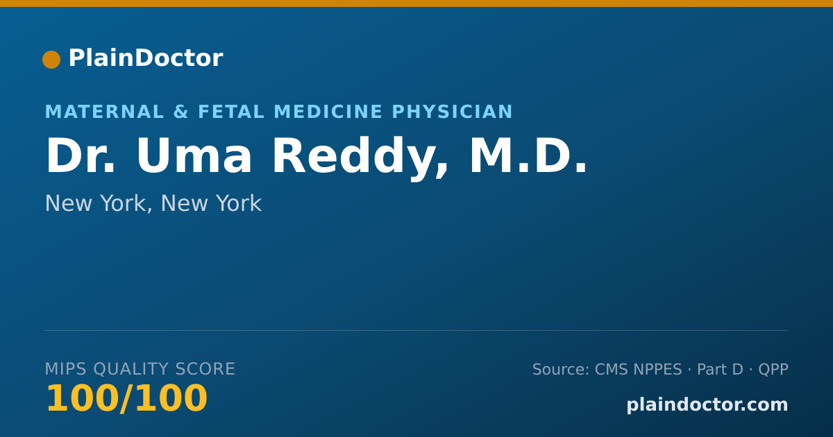 Shareable card for Uma Reddy, M.D. - Maternal & Fetal Medicine Physician, New York, NY