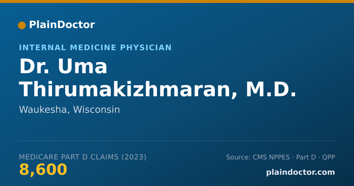 Shareable card for Uma Thirumakizhmaran, M.D. - Internal Medicine Physician, Waukesha, WI