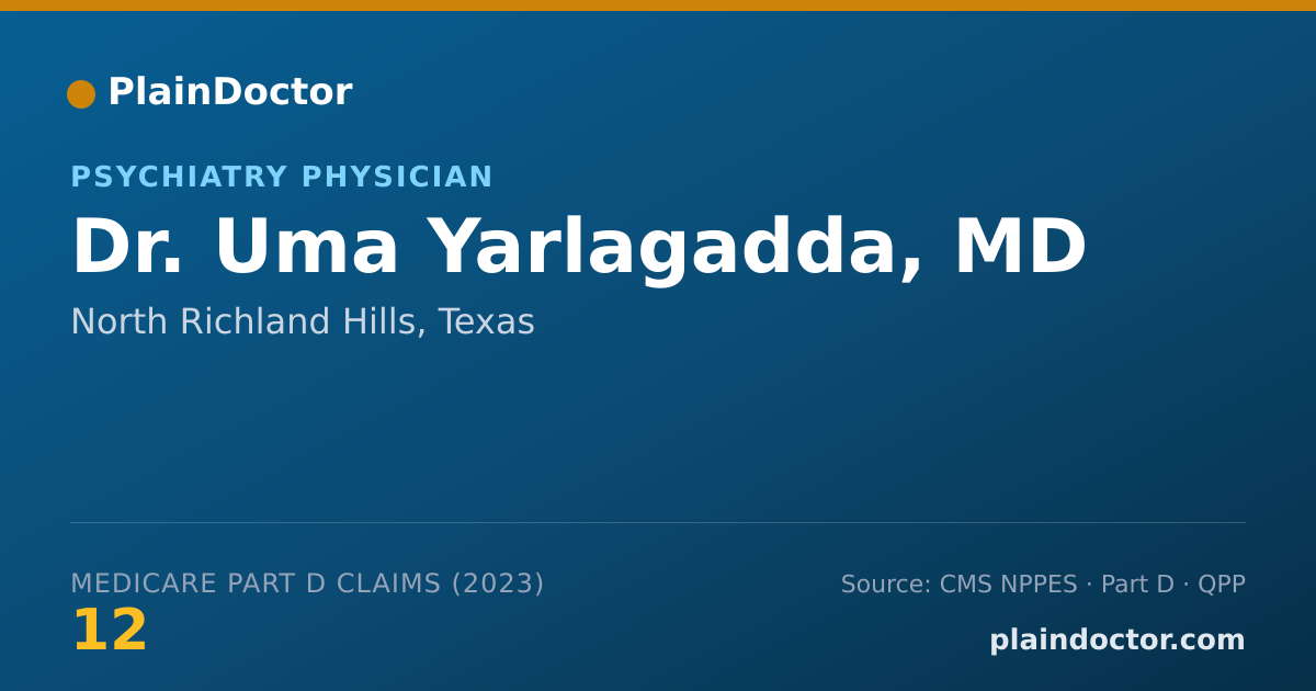 Shareable card for Uma Yarlagadda, MD - Psychiatry Physician, North Richland Hills, TX