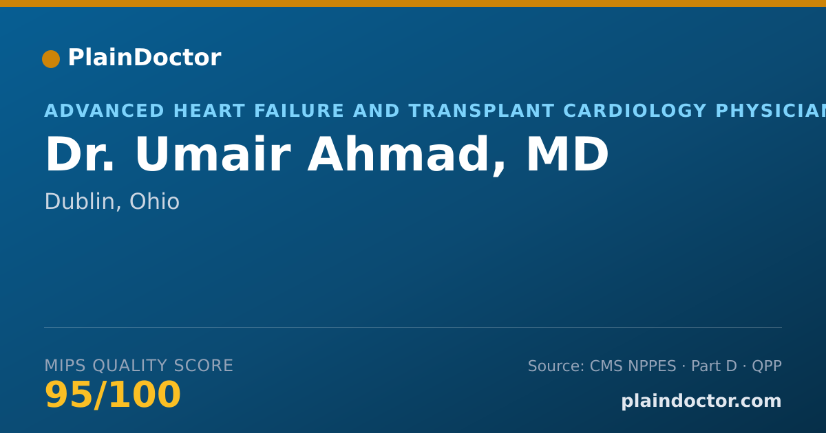 Shareable card for Umair Ahmad, MD - Advanced Heart Failure and Transplant Cardiology Physician, Dublin, OH