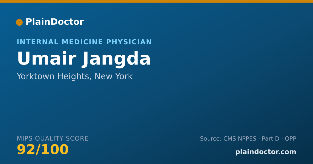 Shareable card for Umair Jangda - Internal Medicine Physician, Yorktown Heights, NY