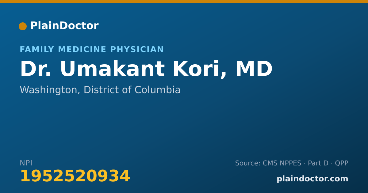 Shareable card for Umakant Kori, MD - Family Medicine Physician, Washington, DC