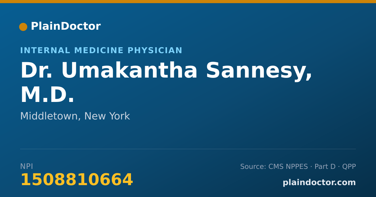 Shareable card for Umakantha Sannesy, M.D. - Internal Medicine Physician, Middletown, NY
