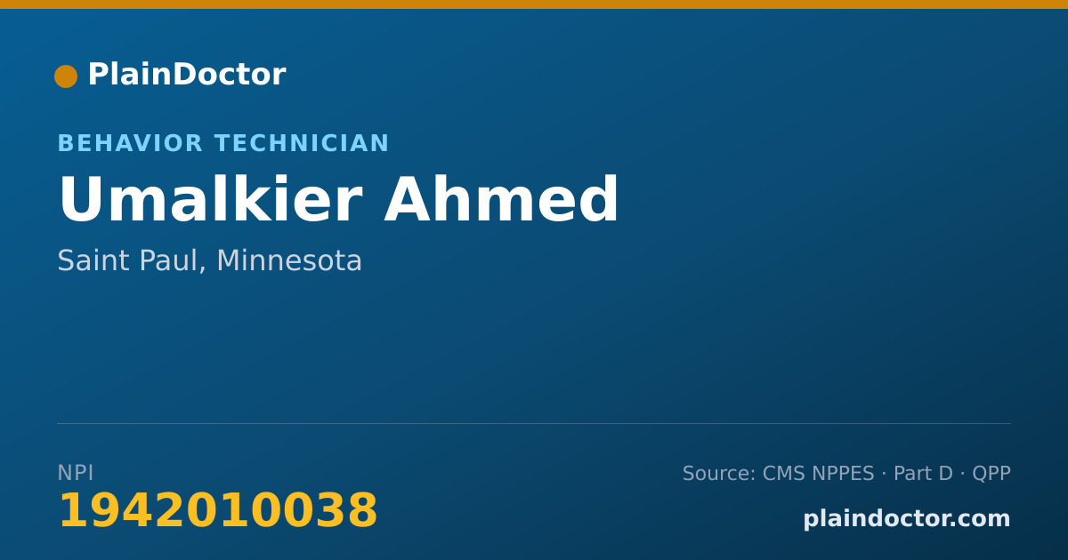 Shareable card for Umalkier Ahmed - Behavior Technician, Saint Paul, MN