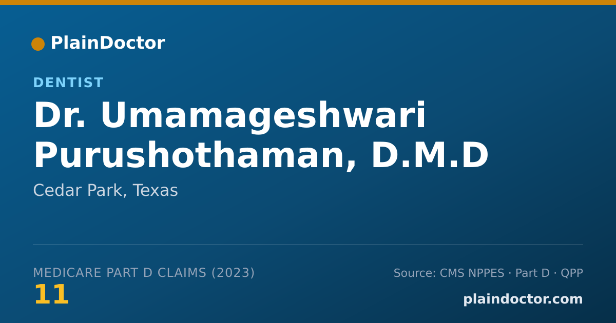 Shareable card for Umamageshwari Purushothaman, D.M.D - Dentist, Cedar Park, TX