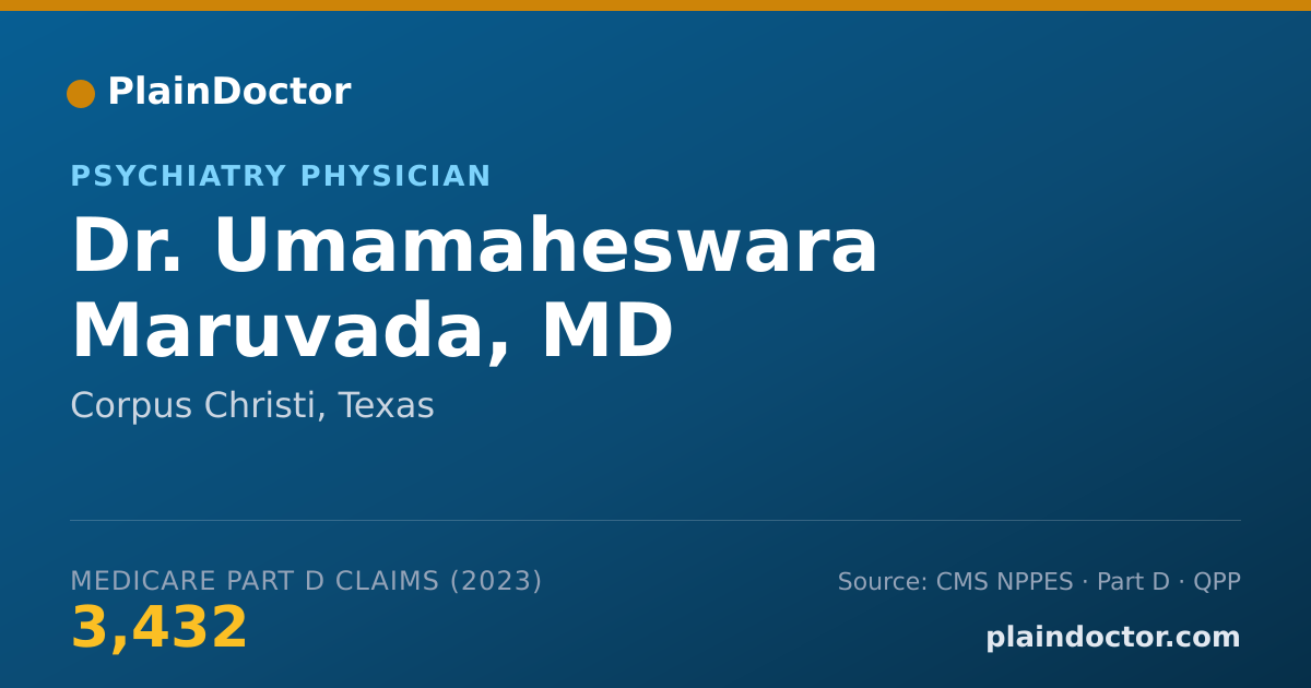 Shareable card for Umamaheswara Maruvada, MD - Psychiatry Physician, Corpus Christi, TX