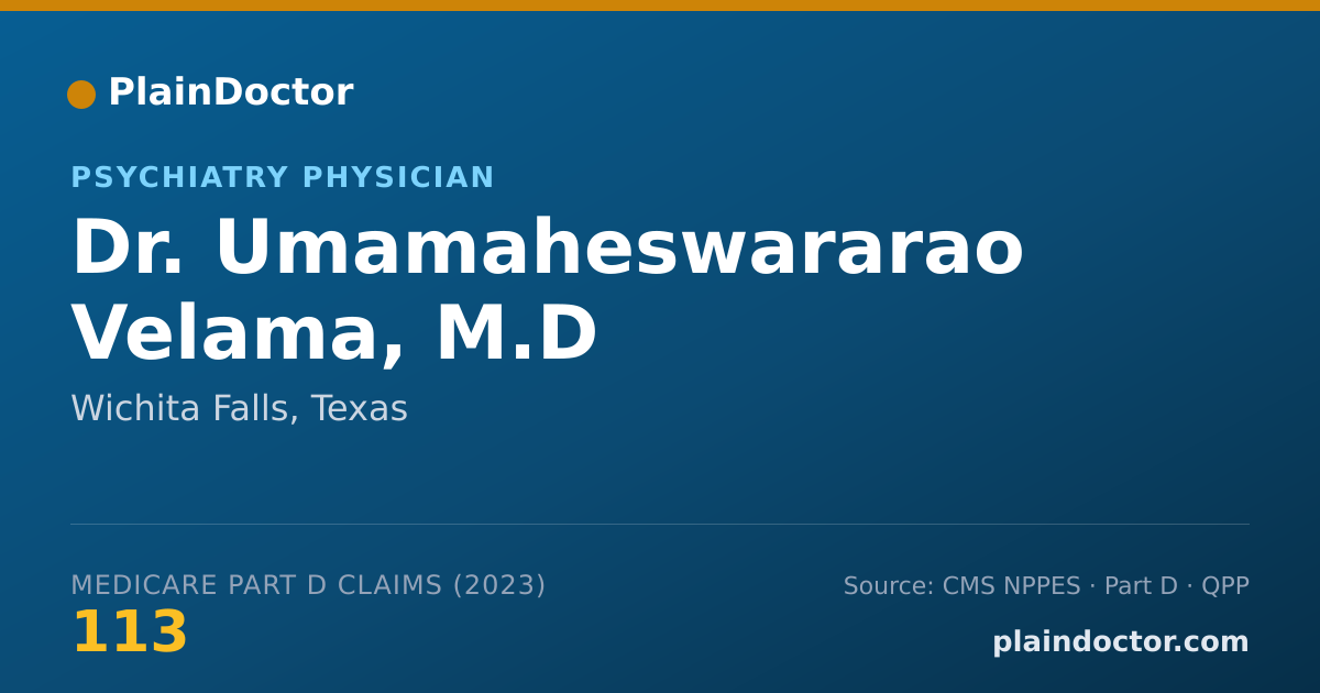 Shareable card for Umamaheswararao Velama, M.D - Psychiatry Physician, Wichita Falls, TX
