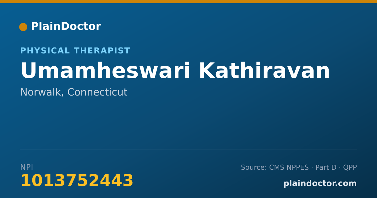 Shareable card for Umamheswari Kathiravan - Physical Therapist, Norwalk, CT