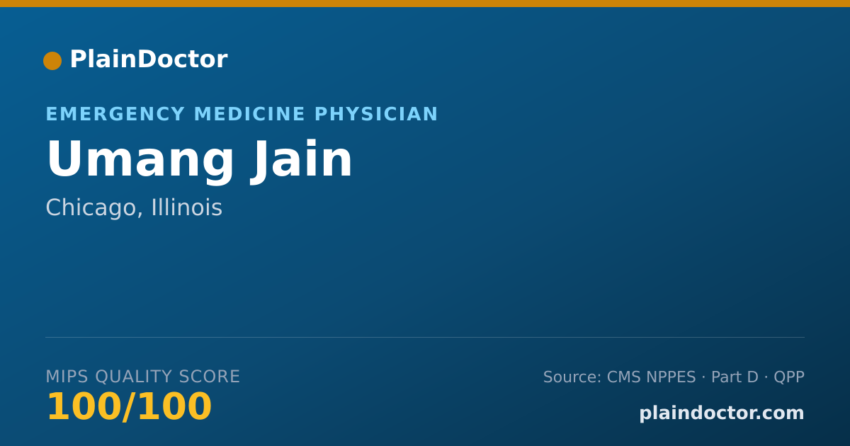 Shareable card for Umang Jain - Emergency Medicine Physician, Chicago, IL