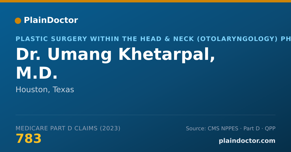 Shareable card for Umang Khetarpal, M.D. - Plastic Surgery within the Head & Neck (Otolaryngology) Physician, Houston, TX
