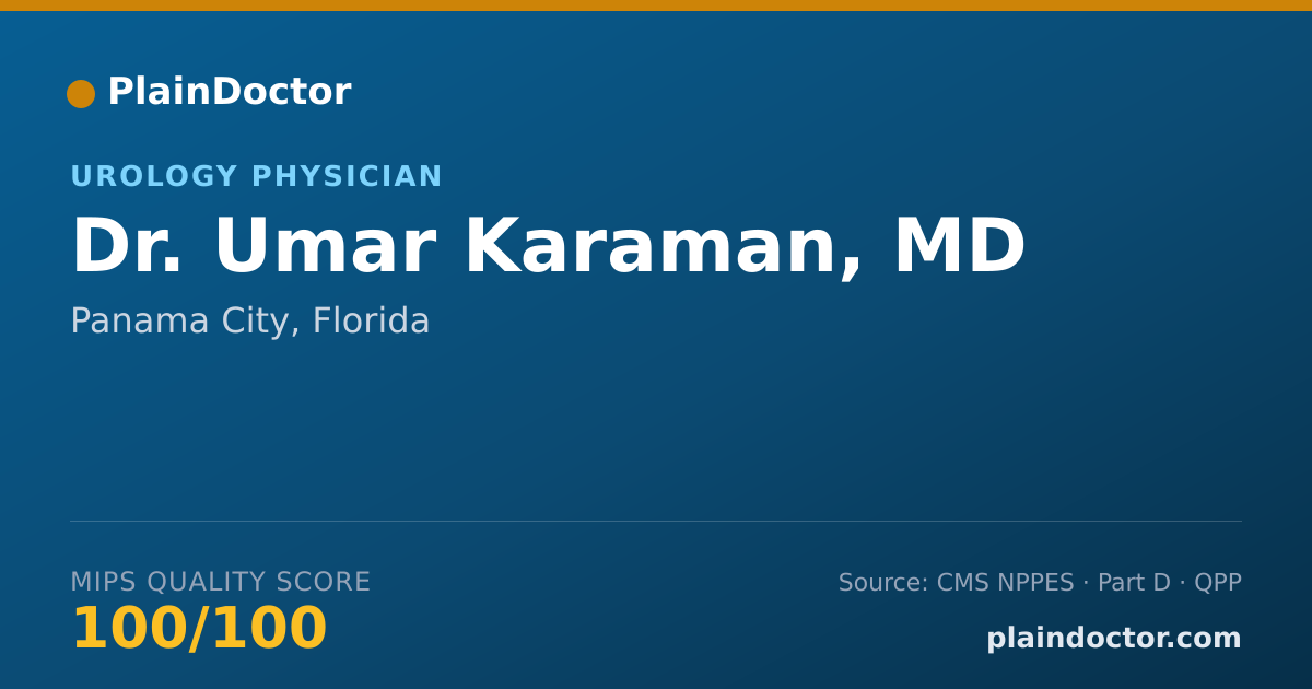 Shareable card for Umar Karaman, MD - Urology Physician, Panama City, FL