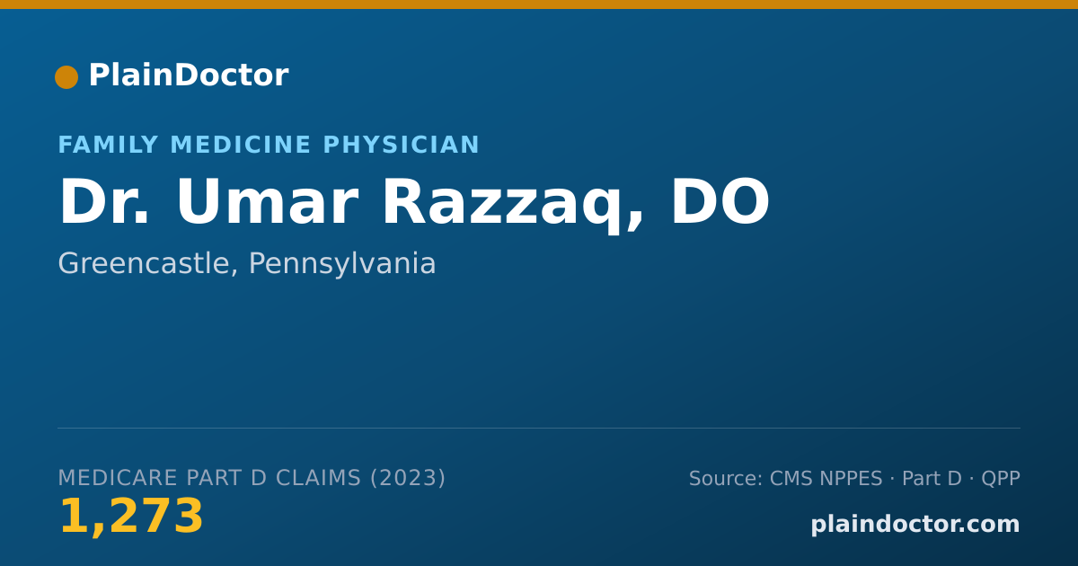 Shareable card for Umar Razzaq, DO - Family Medicine Physician, Greencastle, PA