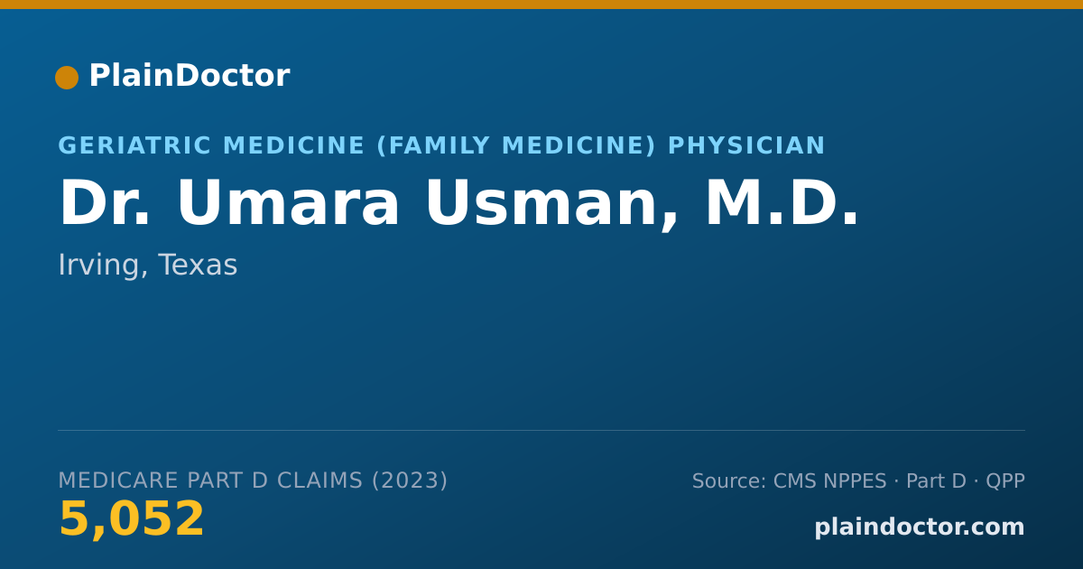 Shareable card for Umara Usman, M.D. - Geriatric Medicine (Family Medicine) Physician, Irving, TX