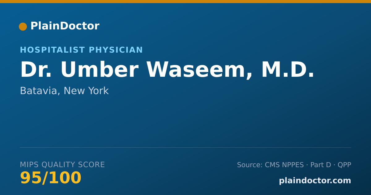 Shareable card for Umber Waseem, M.D. - Hospitalist Physician, Batavia, NY