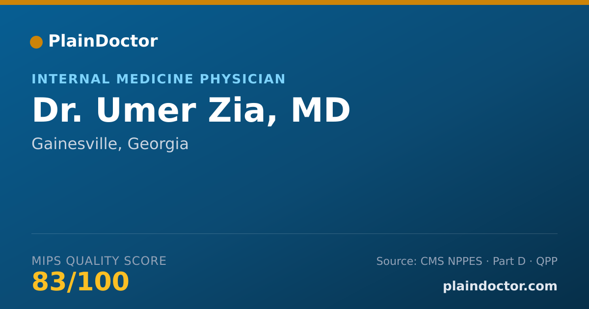 Shareable card for Umer Zia, MD - Internal Medicine Physician, Gainesville, GA
