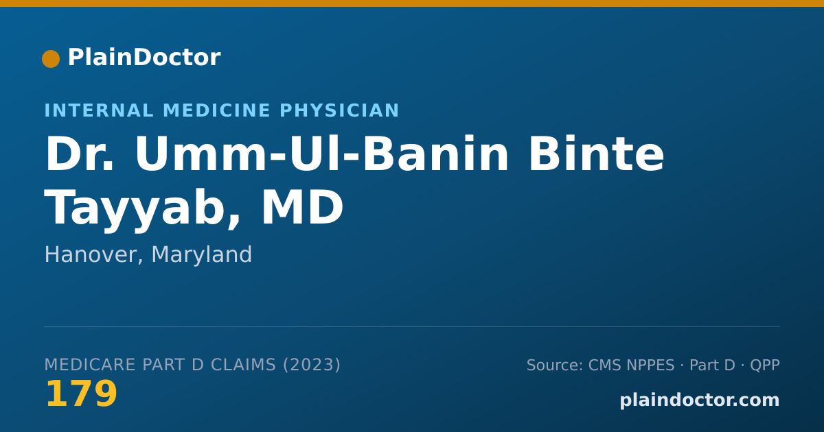 Shareable card for Umm-Ul-Banin Binte Tayyab, MD - Internal Medicine Physician, Hanover, MD