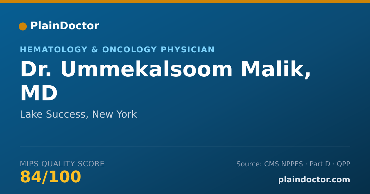 Shareable card for Ummekalsoom Malik, MD - Hematology & Oncology Physician, Lake Success, NY