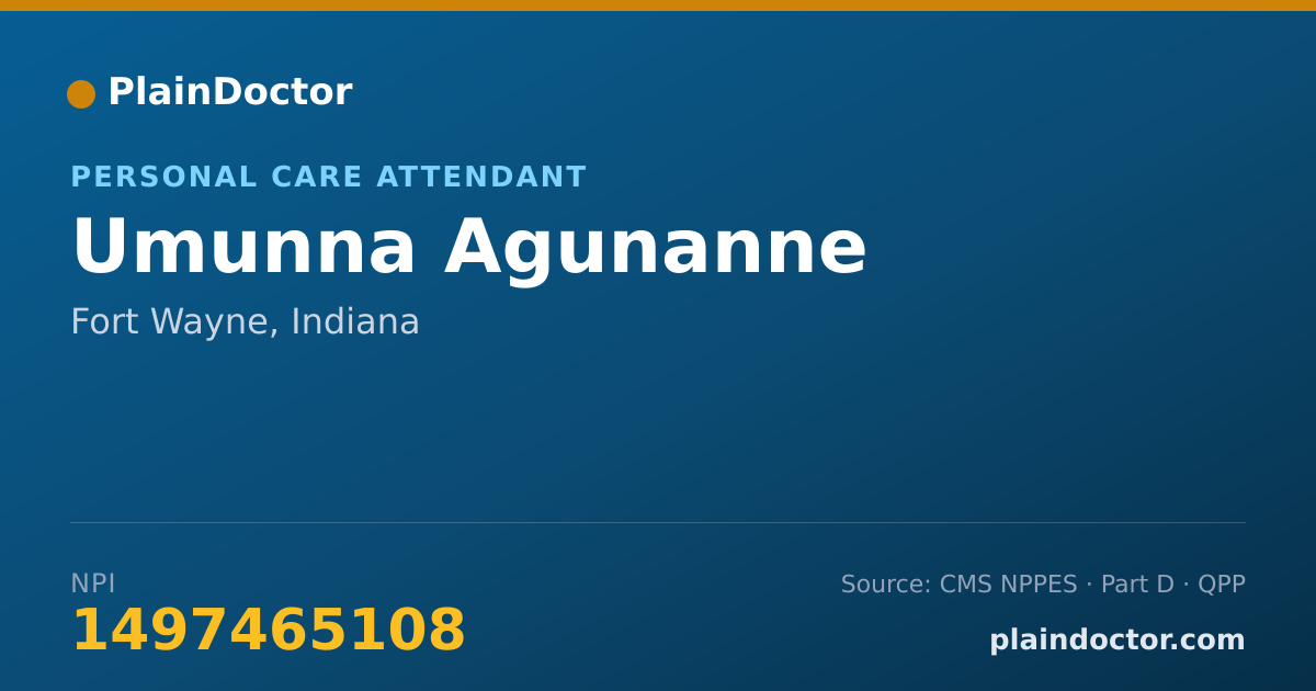 Shareable card for Umunna Agunanne - Personal Care Attendant, Fort Wayne, IN