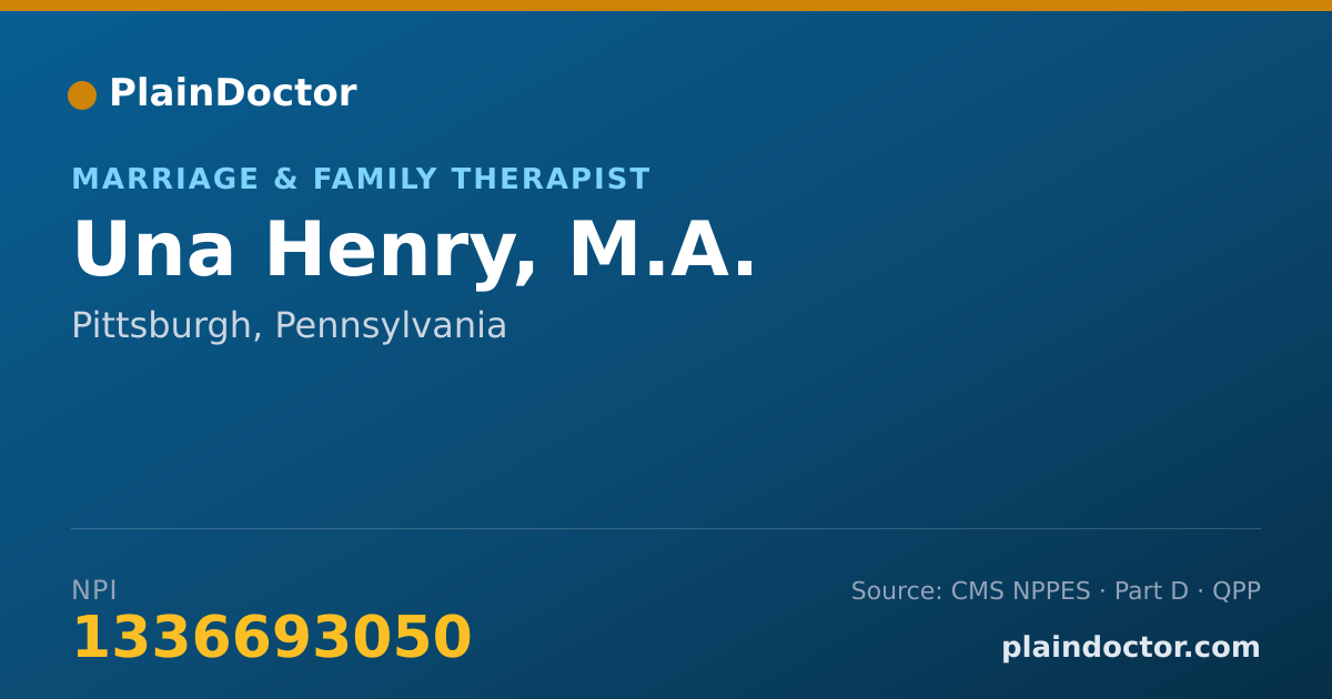 Shareable card for Una Henry, M.A. - Marriage & Family Therapist, Pittsburgh, PA