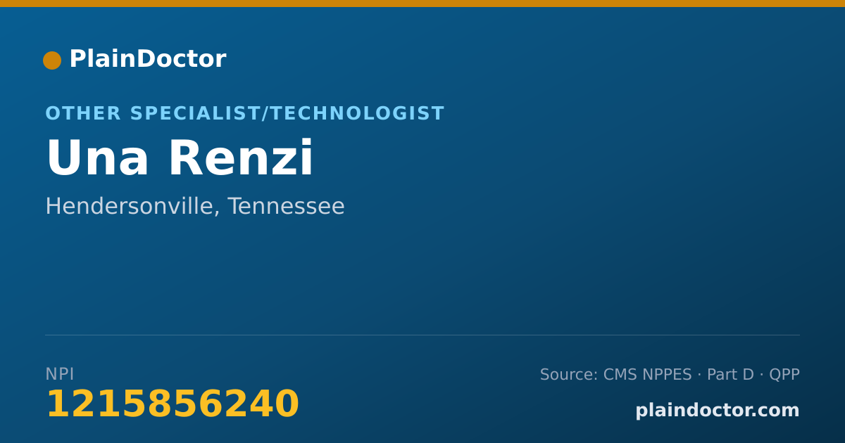 Shareable card for Una Renzi - Other Specialist/Technologist, Hendersonville, TN