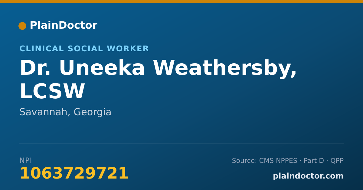 Shareable card for Uneeka Weathersby, LCSW - Clinical Social Worker, Savannah, GA