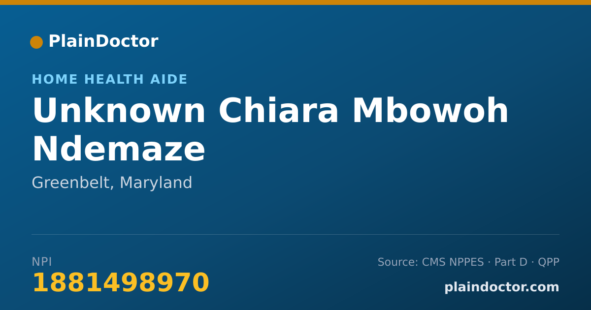Shareable card for Unknown Chiara Mbowoh Ndemaze - Home Health Aide, Greenbelt, MD