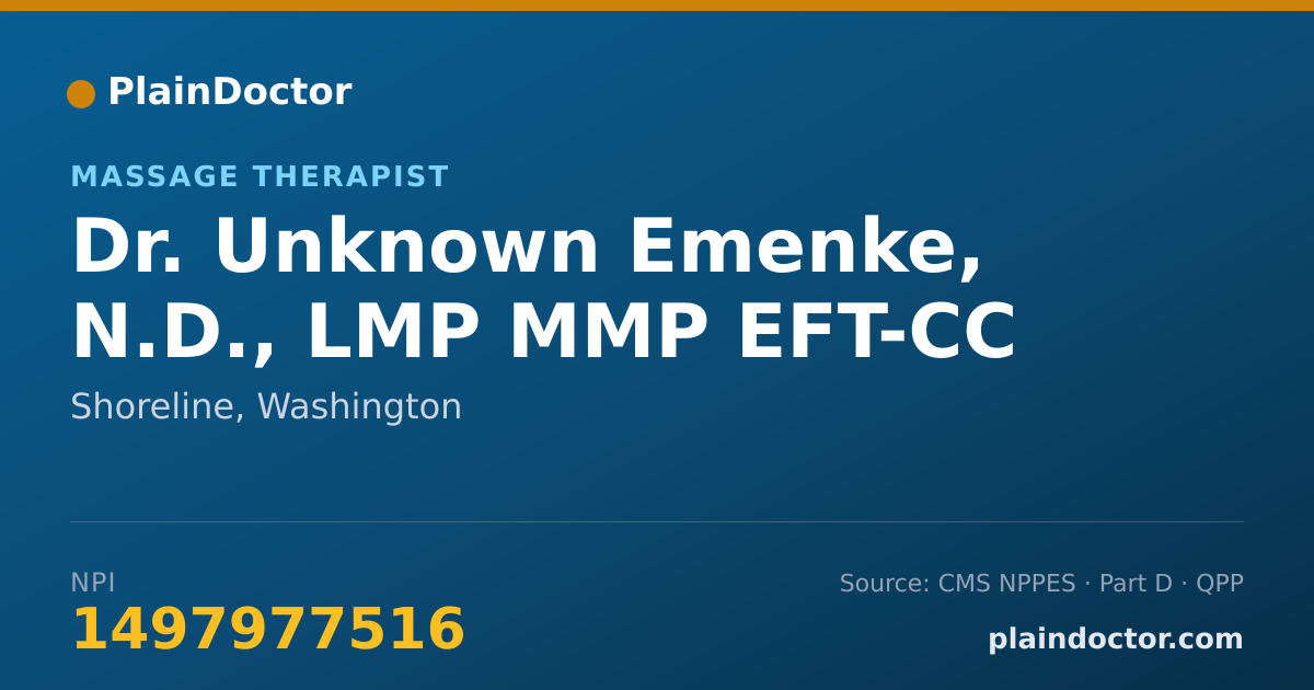 Shareable card for Unknown Emenke, N.D., LMP MMP EFT-CC - Massage Therapist, Shoreline, WA