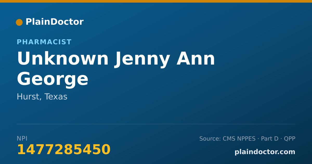 Shareable card for Unknown Jenny Ann George - Pharmacist, Hurst, TX