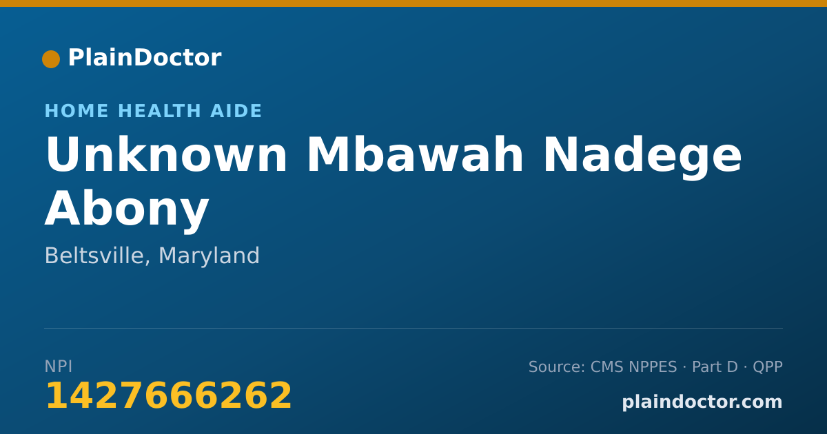 Shareable card for Unknown Mbawah Nadege Abony - Home Health Aide, Beltsville, MD