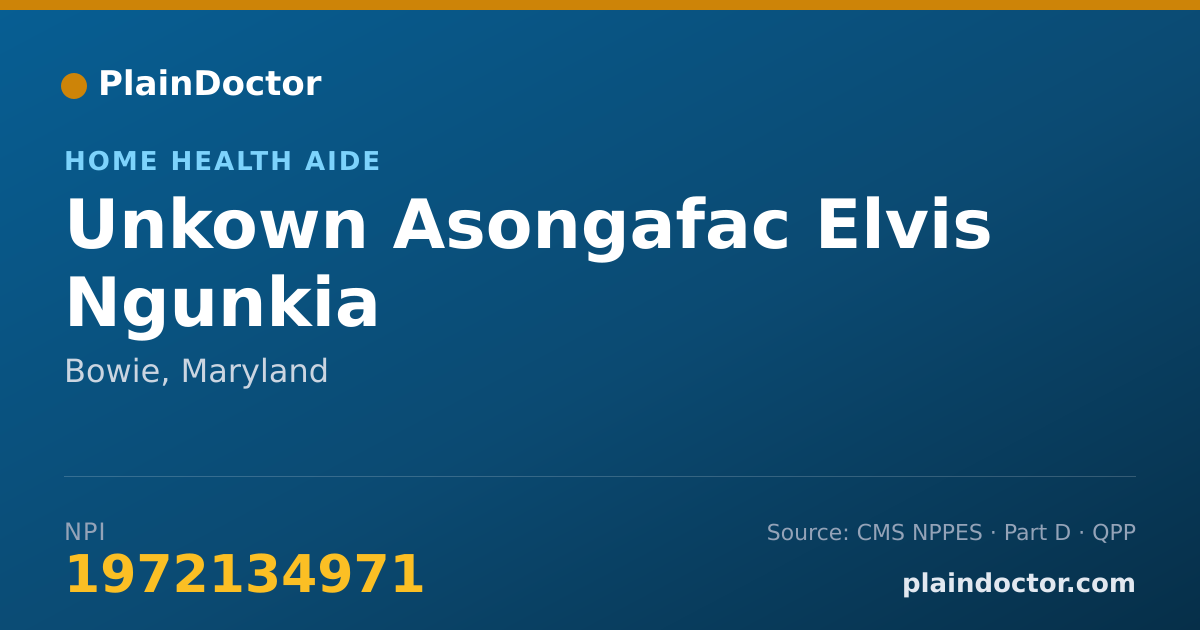 Shareable card for Unkown Asongafac Elvis Ngunkia - Home Health Aide, Bowie, MD